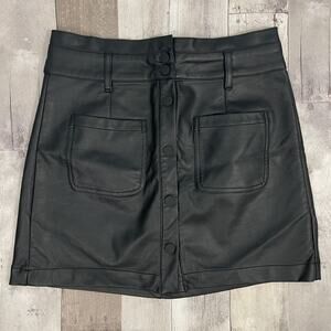 tgla Size Medium Black Faux Leather Mini Skirt A Line Goth Grunge Y2K Wimsigoth